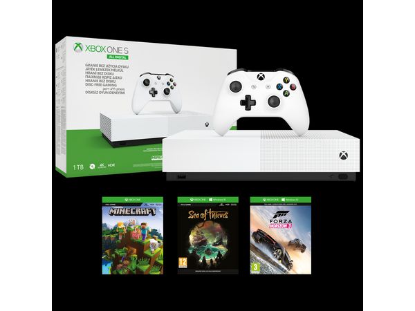 xbox 1s with minecraft forza horizon 3 & sea of thieves