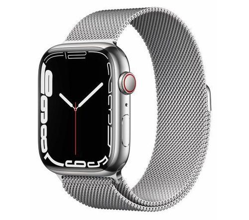 APPLE Watch Series 7 GPS + Cellular, 41mm Silver Stainless Steel Case with Silver Milanese Loop-Zdjęcie-0