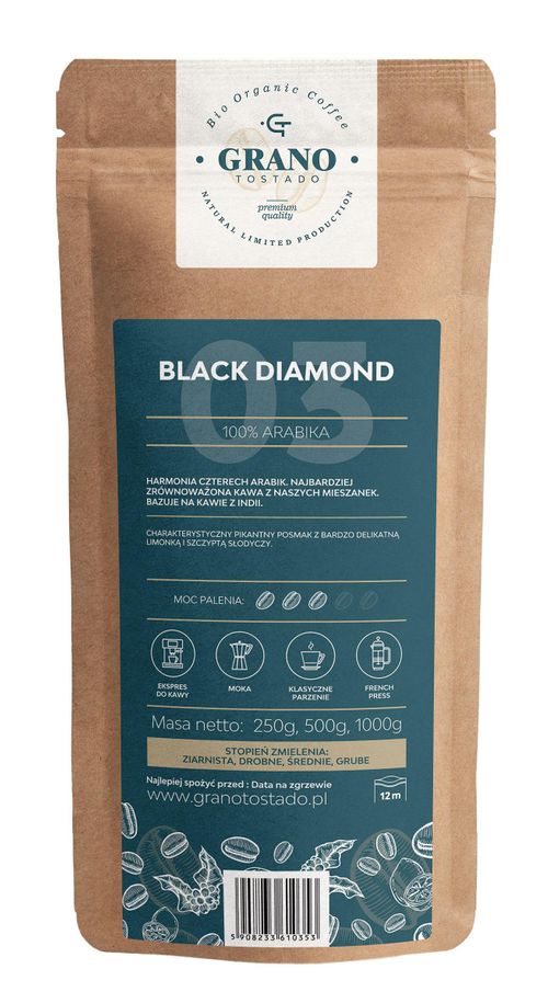 GRANO Kawa mielona BLACK DIAMOND 250g-Zdjęcie-0